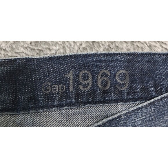 Gap Jeans Mens Sz 38x32 Straight Leg Denim Blue Stretch Distressed Original Fit - Picture 7 of 14